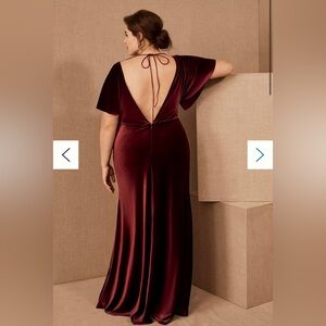 Anthro | Jenny Yoo Dark Berry “Ellis” Stretch Velvet Gown Size 16